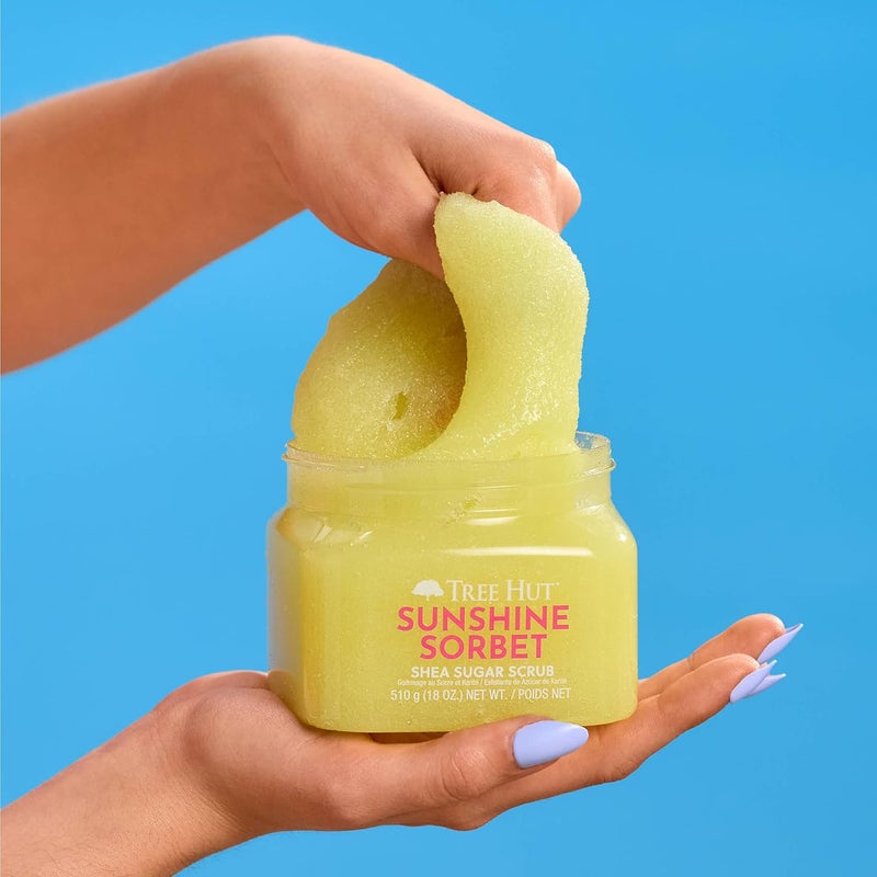 Treehut Sunshine Sorbet Shea Sugar Scrub, Exfoliating, Hydrating & Moisturizing Body Scrub with Shea Butter & Nourishing Essential Oils, Smooth & Soften Skin, 18 oz - Image 4